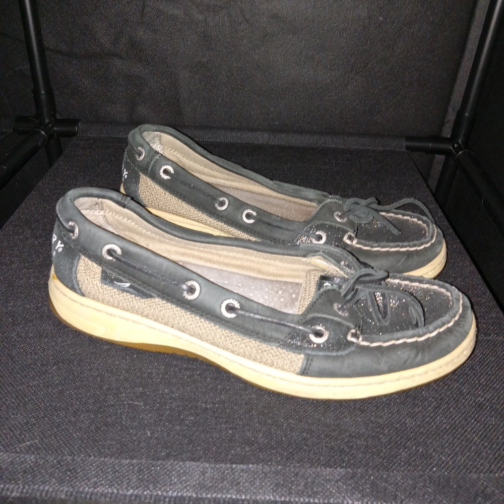 Sperrys black and tan loafers